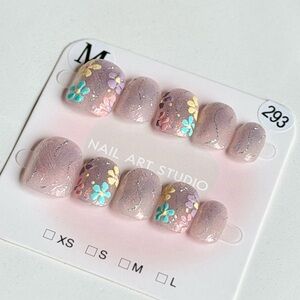 Handmade Press-On Nails Size M | Reusable | Full Set w/ Prep Kit | Brand New 293